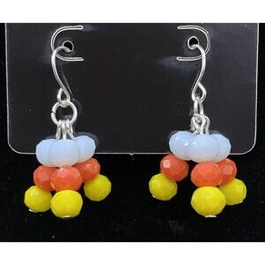 Handmade Candy Corn Style White Yellow Orange Glass Bead Earrings by Neanie-Bot
